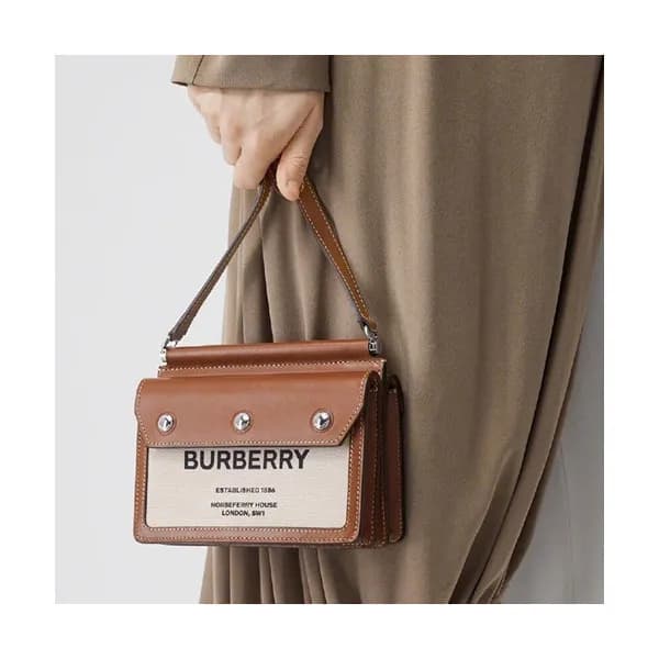 Burberry 2019 Canvas & Leather Shoulder Bag, 19cm … - 1