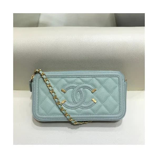 Chanel 2019 Leather Double Zip Chain Shoulder Bag …
