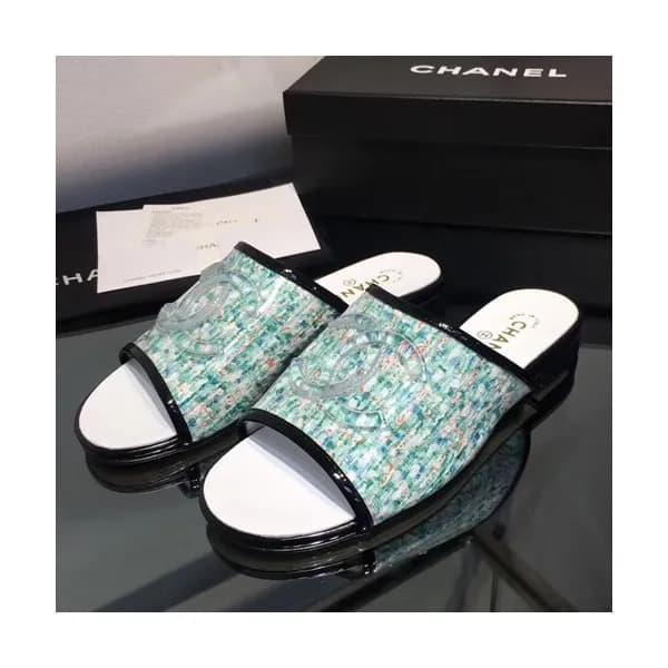Chanel 2019 Ladies Tweed & PVC Slipper - 샤넬 2019 여… - 1