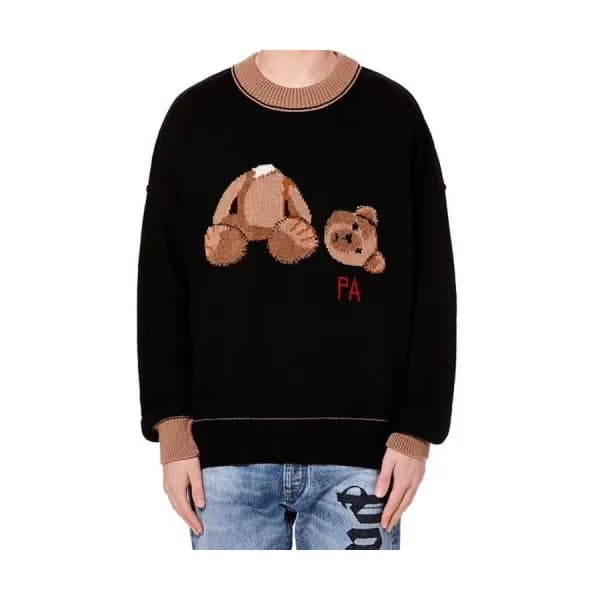 Palm Angels 2019 Mens Logo Teddy Bear Wool Sweater… - 1