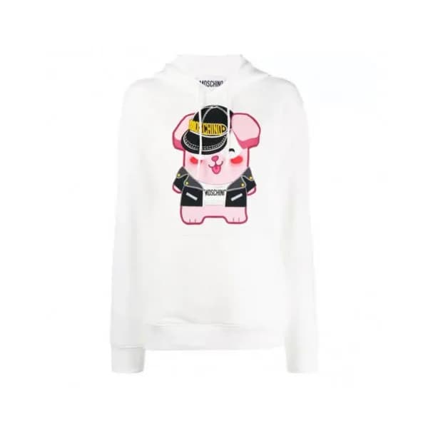 Moschino 2019 Womens Logo Teddy Cotton Hood Tee - …