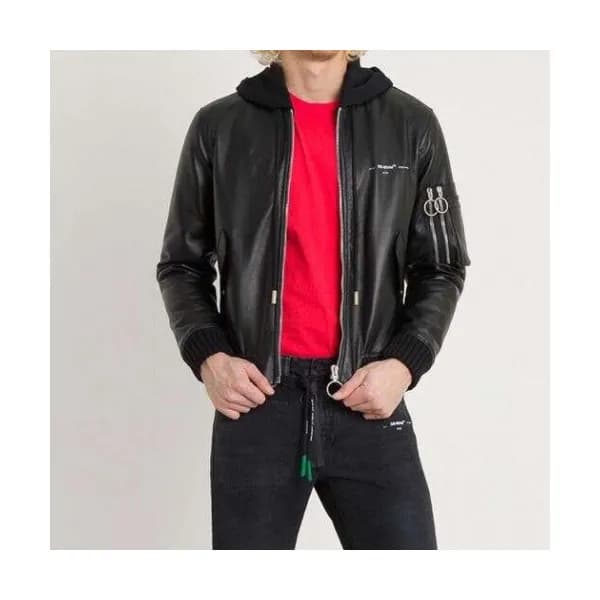 Off-white 2019 Mens Logo Leather Jacket - 오프화이트 20… - 1