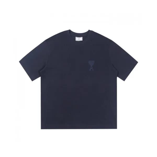 Ami Mm/Wm Casual Cotton Short Sleeved Tshirt Navy … - 1