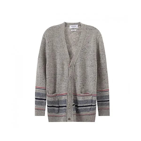 Thom Browne Mm/Wm Strap V-neck Cardigan Gray - 톰브… - 1