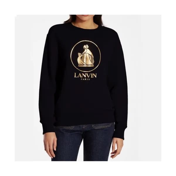 LANVIN Womens Tshirts Black - 랑방 2021 여성 로고 긴팔티 - … - 1