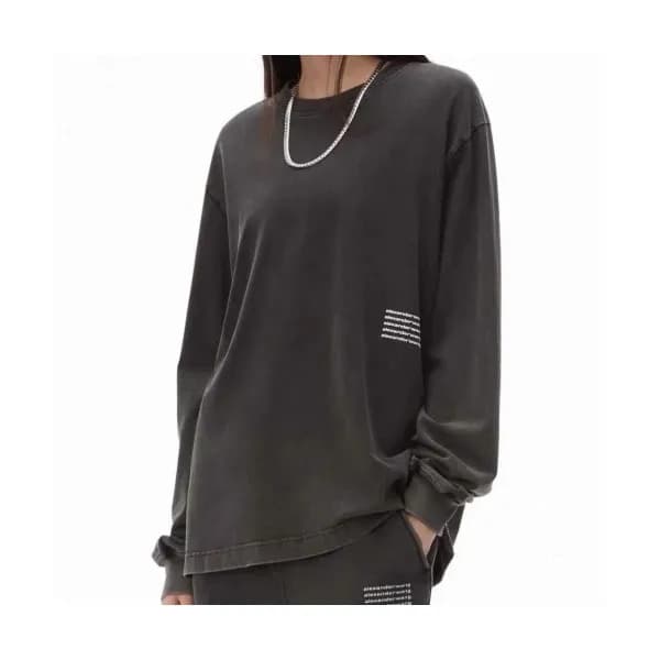 Alexsander Wang Unisex Logo Cotton Tshirts Gray -… - 1