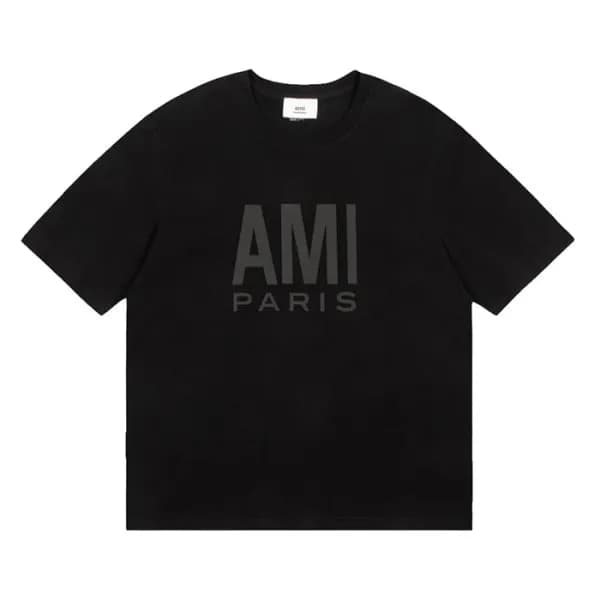 아미 남성 크루넥 블랙 반팔티 - Mens Black Tshirts - ami0286x - 1