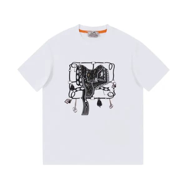 에르메스 남자 화이트 크루넥 반팔티 - Mens White Tshirts - her0750… - 1