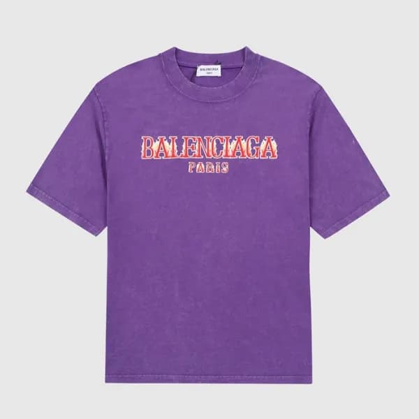 발렌시아가 남성 퍼플 크루넥 반팔티 - Mens Purple Tshirts - bal015… - 1