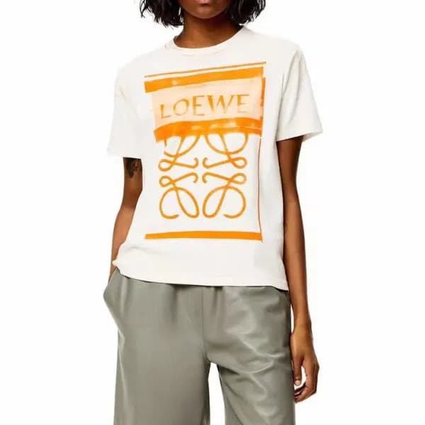 로에베 남/녀 이니셜 화이트 반팔티 - Unisex White Tshirts - loe01… - 1