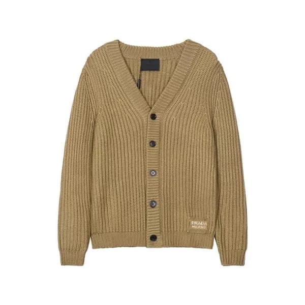 프라다 남성 카멜 브이넥 가디건 - Mens Camel Cardigan - pra02824… - 1