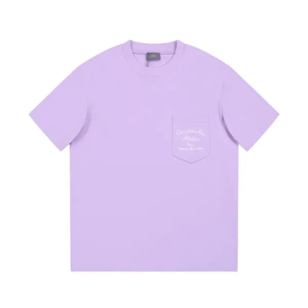 디올 남성 퍼플 크루넥 반팔티 - Dior Mens Purple Tshirts - di24… - 1
