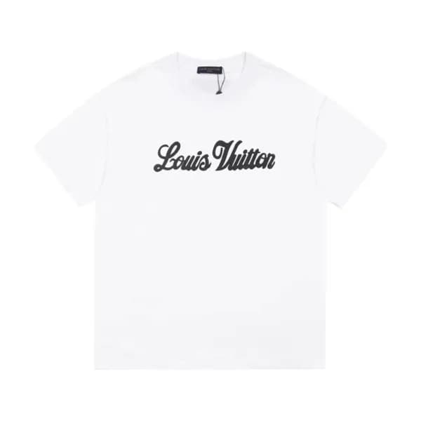 루이비통 남성 화이트 크루넥 반팔티 - Louis vuitton Mens White Sho… - 1