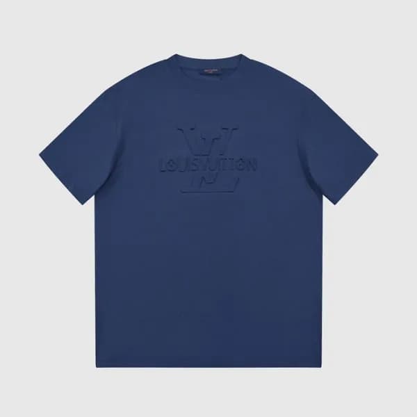 루이비통 남성 네이비 크루넥 반팔티 - Louis vuitton Mens Navy Shor… - 1
