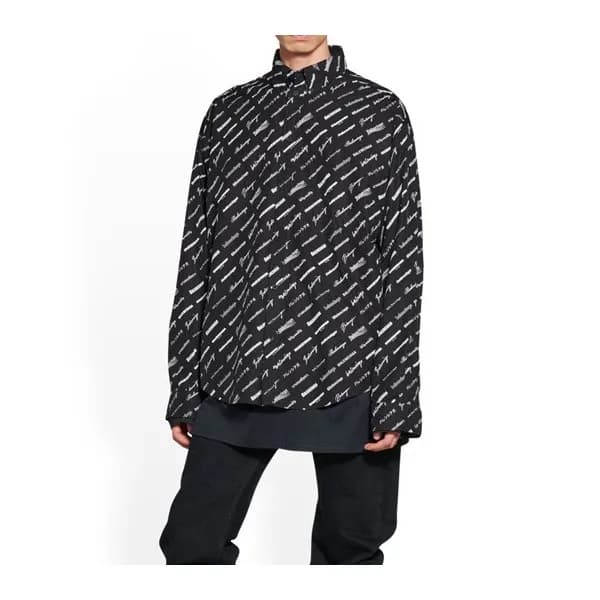발렌시아가 트렌디 남성 블랙 셔츠 - Balenciaga Mens Black Tshirts… - 1