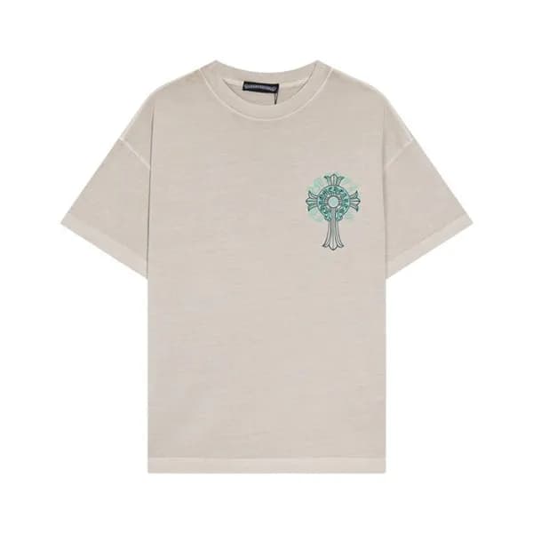 크롬하츠 남성 베이지 크루넥 반팔티 - Chrom Hearts Mens Beige Shor… - 1
