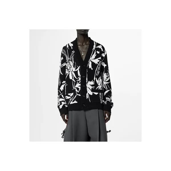 루이비통 남성 블랙 브이넥 가디건 - Louis vuitton Mens Black Card… - 1