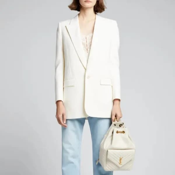 입생로랑 여성 화이트 백팩 - Saint Laurent Womens White Back P… - 1