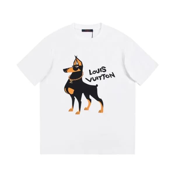루이비통 남성 화이트 크루넥 반팔티 - Louis vuitton Mens White Sho… - 1