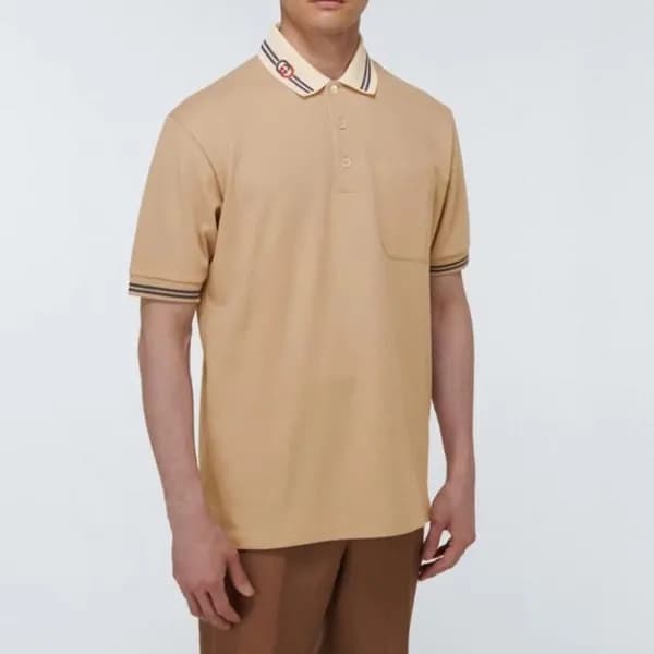 구찌 남성 베이지 폴로 반팔티 - Gucci Mens Beige Short sleeved … - 1