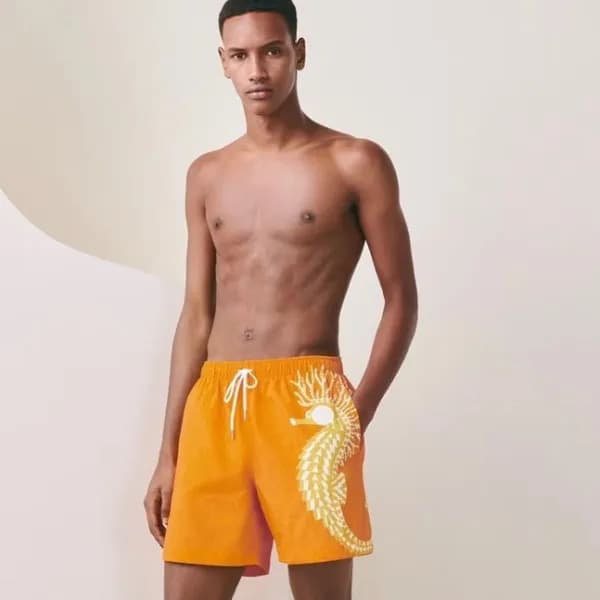 에르메스 남성 오렌지 반바지 - Hermes Mens Orange Half-pants - … - 1