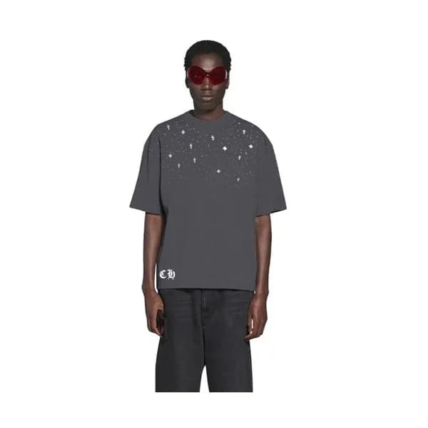 크롬하츠 남성 그레이 크루넥 반팔티 - Chrom Hearts Mens Gray Short… - 1