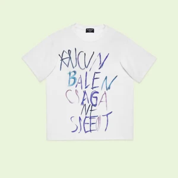 발렌시아가 남성 화이트 크루넥 반팔티 - Balenciaga Mens White Short… - 1