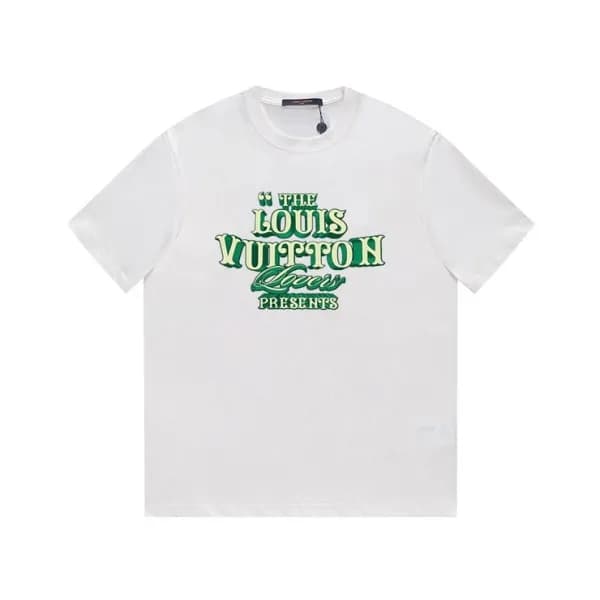 루이비통 남성 크루넥 화이트 반팔티 - Louis vuitton Mens White Sho… - 1