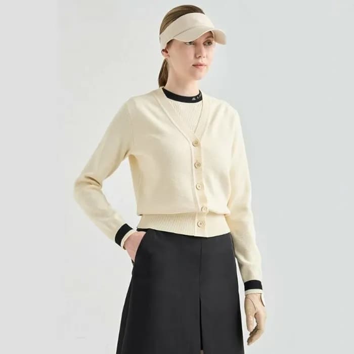 [LANVIN BLANC] 랑방블랑 여성 엠보스드 로고 니트 가디건 - gol501x - 1