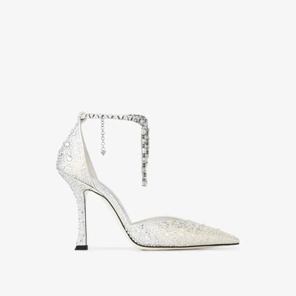 지미추 여성 크리스털 플래티넘 글리터 샌들 - Jimmy Choo Womens Crysta… - 1