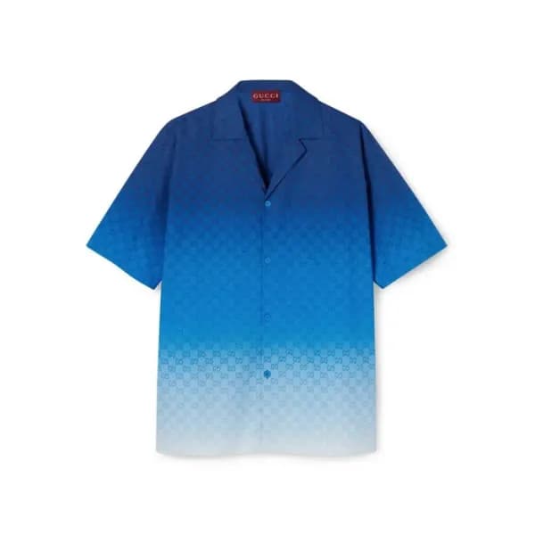 구찌 남성 프린트 코튼 포플린 볼링 셔츠 - Gucci Mens Printed Cotton… - 1
