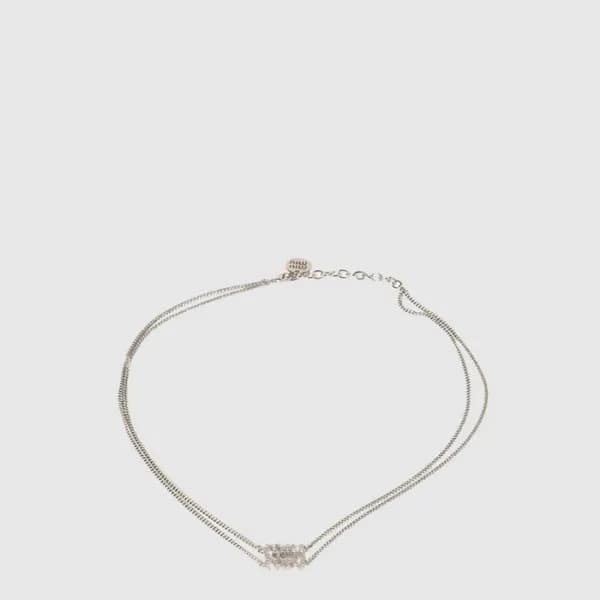 미우미우 여성 크리스탈 메탈 목걸이 - Miumiu Womens Crystal Metal … - 1