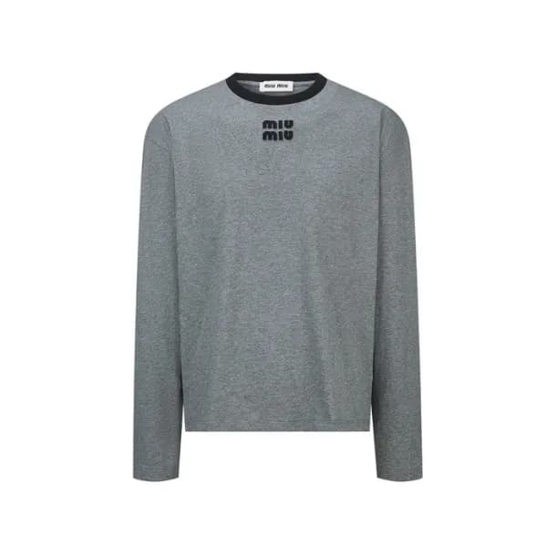 미우미우 남성 라운드 긴팔티 - Miumiu Mens Round Tshirt - mic17504x - 1