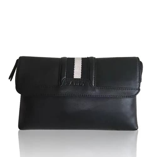[발리] 블랙 수입가죽 남성용 클러치백 - ba0014b Bally Black Leathe… - 1