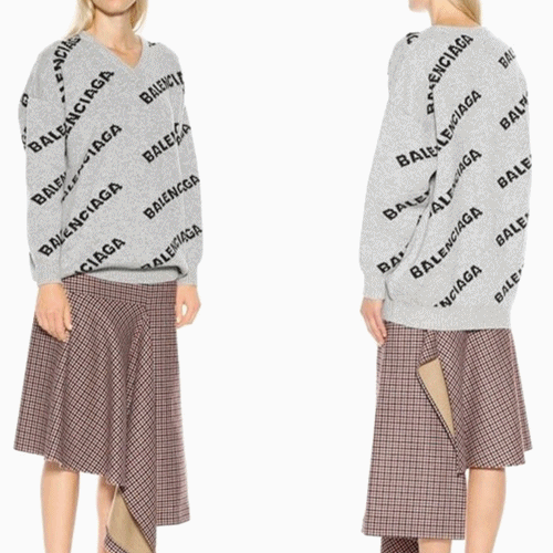Balenciaga 2018 Mm/Wm Logo Crew-neck Wool Sweater … - 1