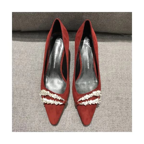 Gianvito Rossi 2019 Womens Suede Strass Middle-hee… - 1
