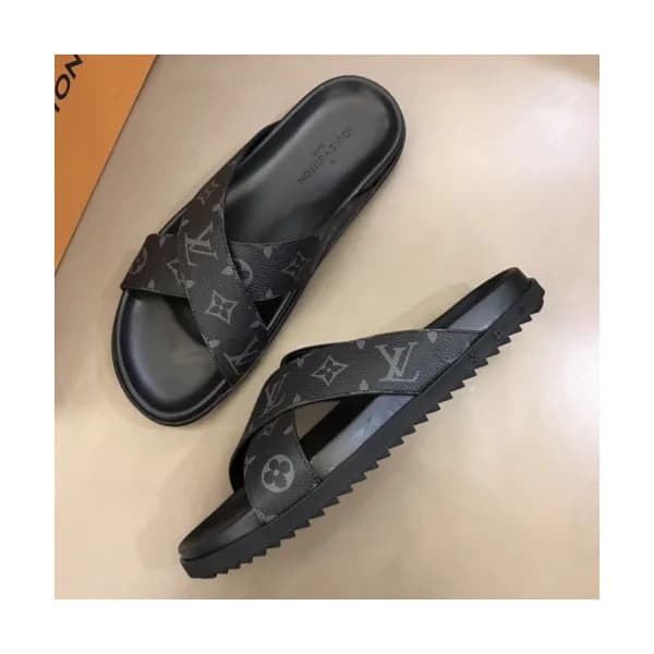 Louis Vuitton 2019 Mens Initial Logo Leather Slipp… - 1