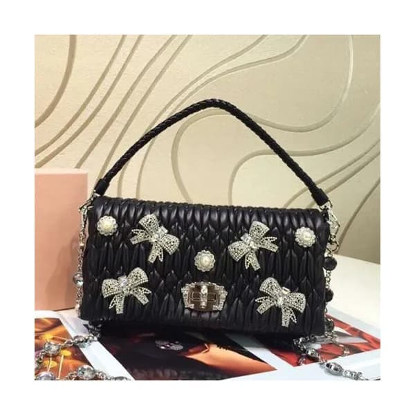 MiuMiu 2019 Matelasse Crystal Tote Shoulder Cross … - 1