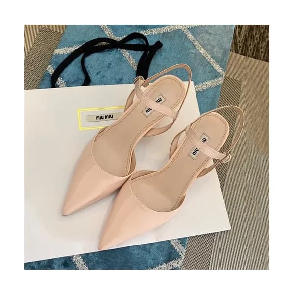 Miumiu 2019 Ladies Leather Middle-heel Slingback -… - 1