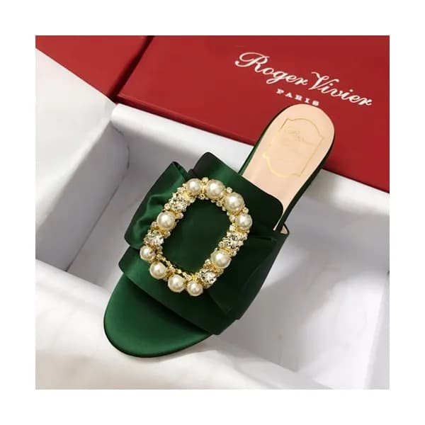 Roger Vivier 2019 Ladies Silk Middle-heel Slipper … - 1