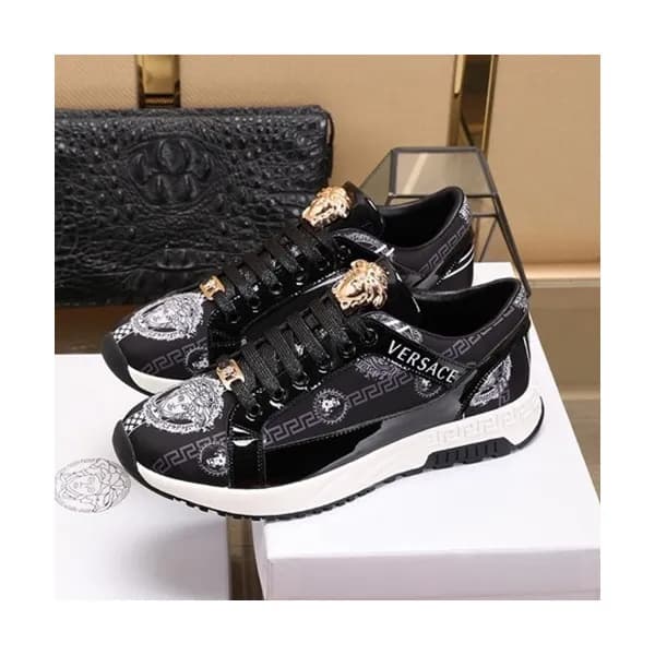 Versace 2019 Mens Leather Sneakers - 베르사체 2019 남성용… - 1