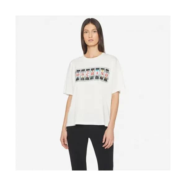 Moschino 2019 Mens Logo Cotton Short Sleeved Tshir… - 1