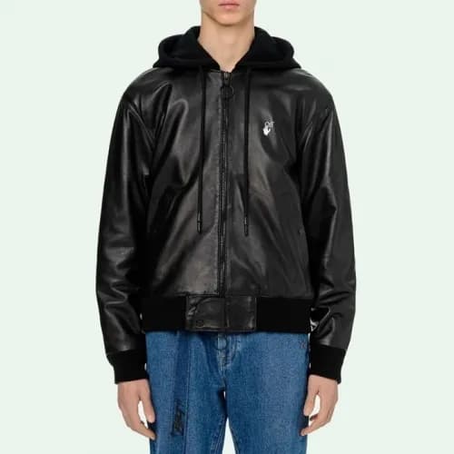 [오프화이트]Off-white 2020 Mens Logo Casual Leather Jac… - 1