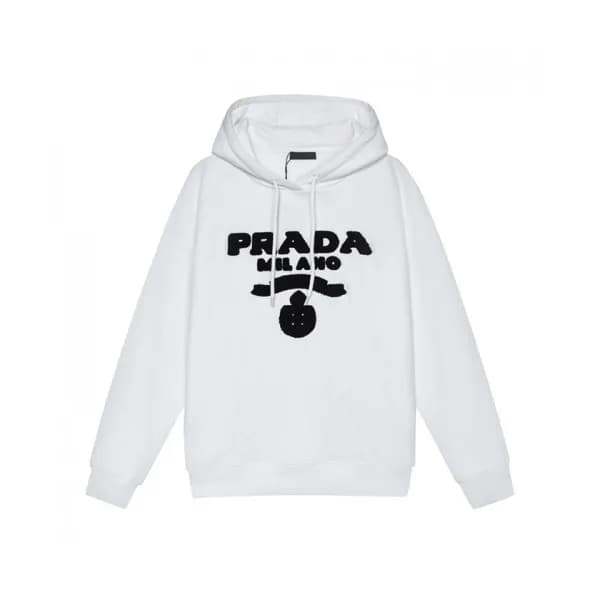 Prada Mens Casual Cotton Hoodie White - 프라다 2021 … - 1