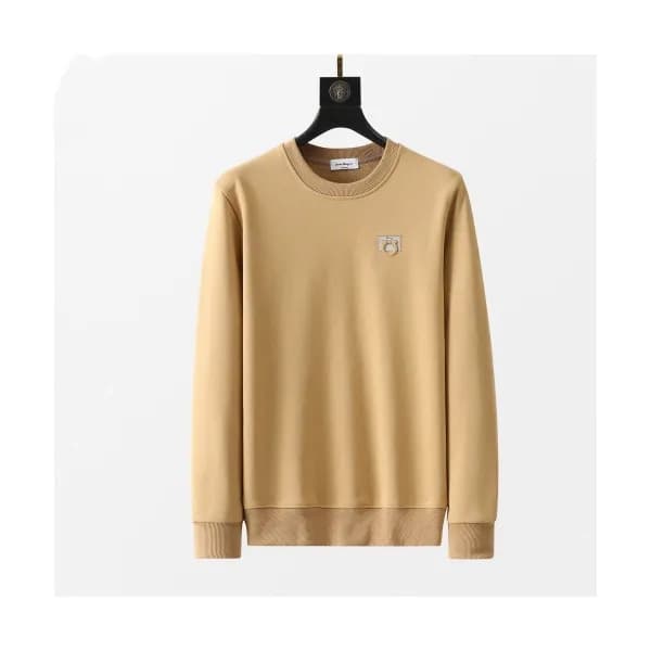 Ferragamo Mens Basic Logo Cotton Tshirts Beige - … - 1