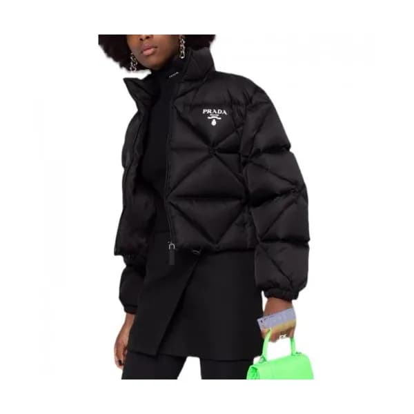 Prada Womens Logo Casual Duck Down Jackets Black … - 1