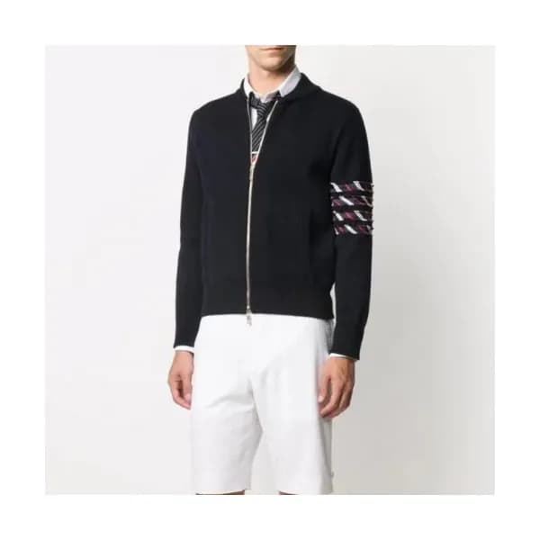 Thom Browne Unisex Strap Zip-up Sweaters Navy - 톰… - 1