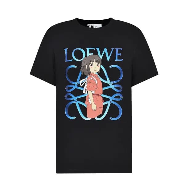 로에베 남자 이니셜 블랙 반팔티 - Unisex Black Tshirts - loe0549… - 1
