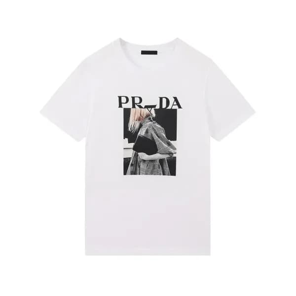 프라다 남성 크루넥 화이트 반팔티 - Mens White Tshirts - Pra02619… - 1