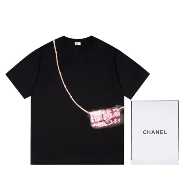 샤넬 남/여 크루넥 블랙 반팔티 - Unisex Black Tshirts - chl0854… - 1